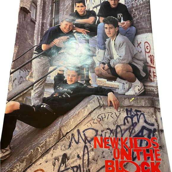 Vintage New Kids On The Block 6 Poster Lot 80s 90s Jonathan Jordan Tour Album - Picture 1 of 16